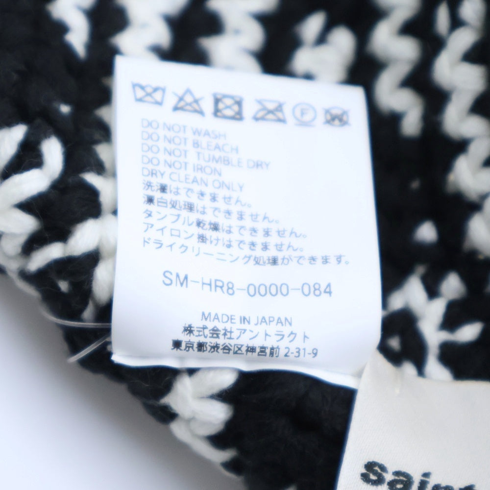 SAINT MICHAEL(セントマイケル) 25SS KNIT BUCKET HAT ニットバケットハット 帽子 ブラック/ホワイト SM-HR8-0000-084