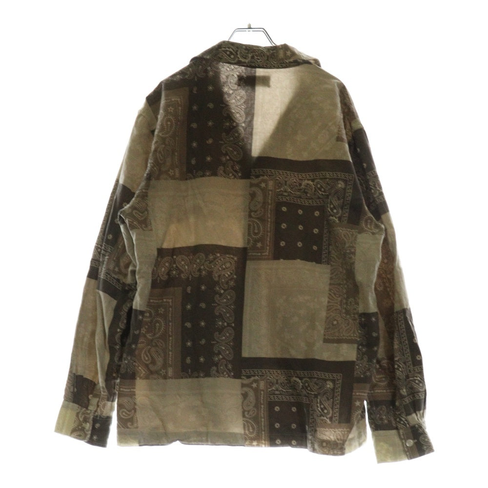 KITH(キス) Washed Cotton Bandana Boxy Collared Overshirt バンダナ長袖シャツ ブラウン
