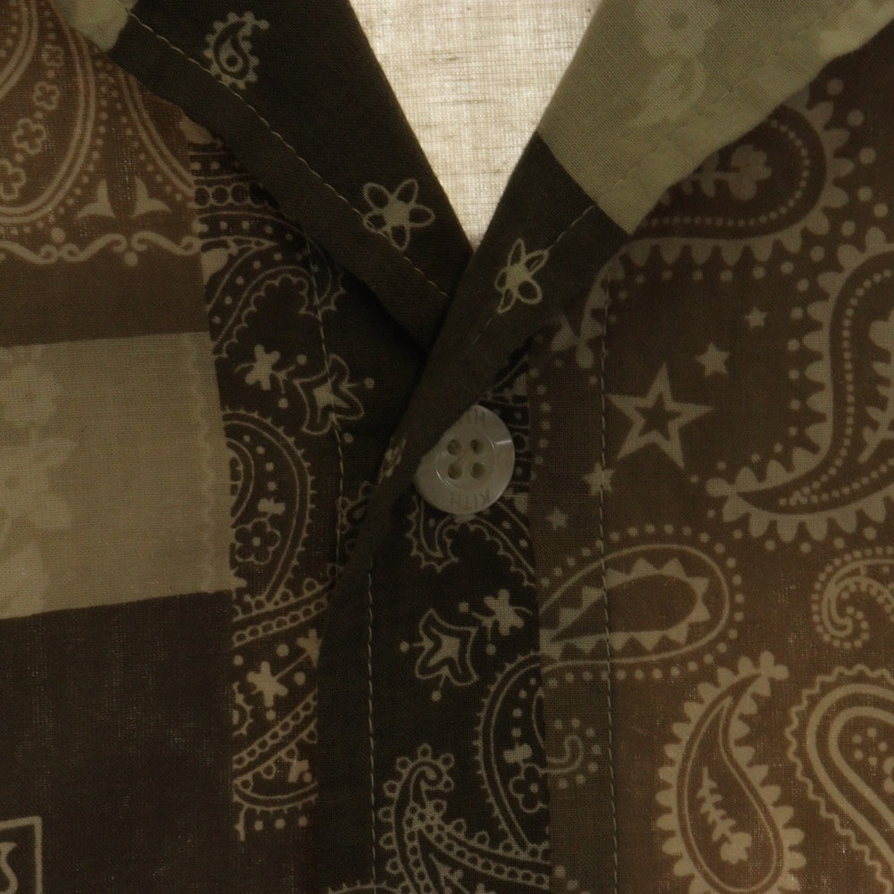 KITH(キス) Washed Cotton Bandana Boxy Collared Overshirt バンダナ長袖シャツ ブラウン