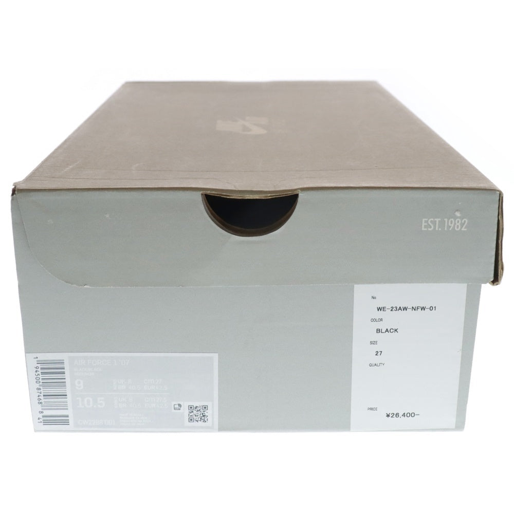 NIKE(ナイキ) 23AW WEEKEND限定 FRAGMENT DESIGN AIR FORCE1 07 フラグメントデザイン エアフォース1 ローカットスニーカー ブラック US9/27cm CW2288-001 WE-23AW-NFW-01