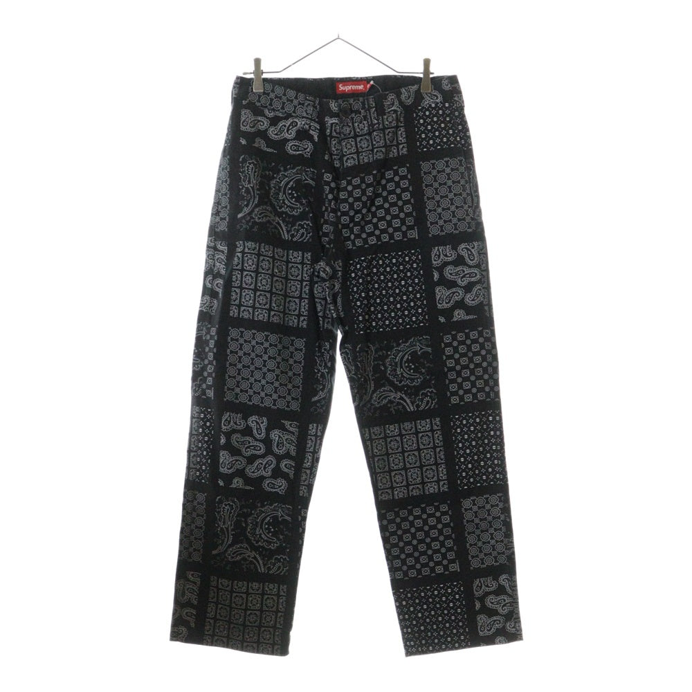 SUPREME(シュプリーム) 20SS Paisley Grid Chino Pant ペイズリーグリッドチノロングパンツ ブラック