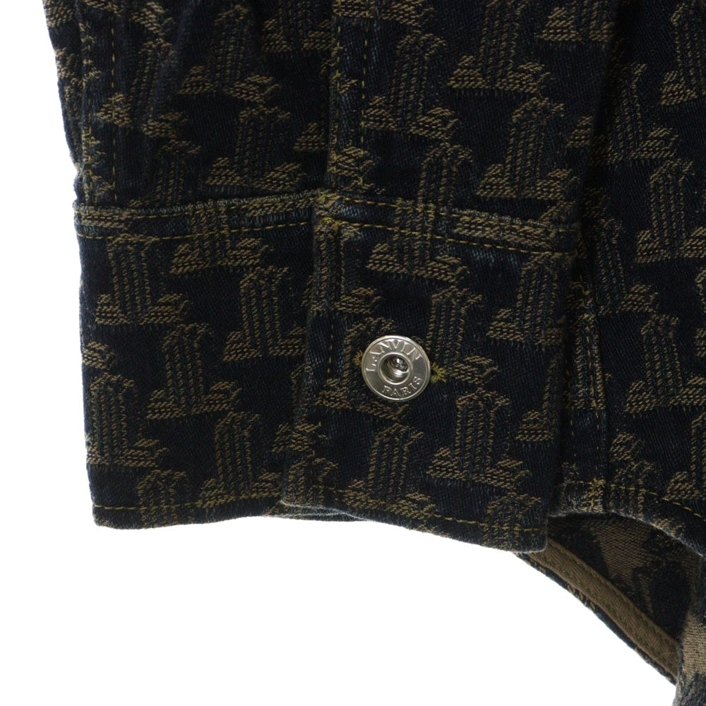 LANVIN(ランバン) Rosenquist Oversized Logo Embroidered Denim Shirt 総柄 オーバーサイズ 長袖デニムシャツ ジャケット ネイビー OU0516-D046-A22