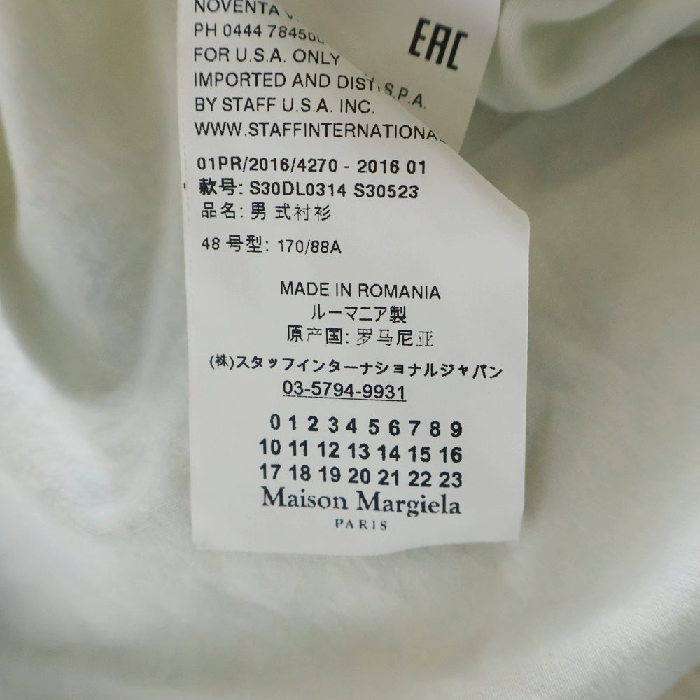 Maison Margiela 10(メゾン マルジェラ) 16SS Bleached Indigo Shirts ブリーチ加工 長袖シャツ インディゴ S30DL0314