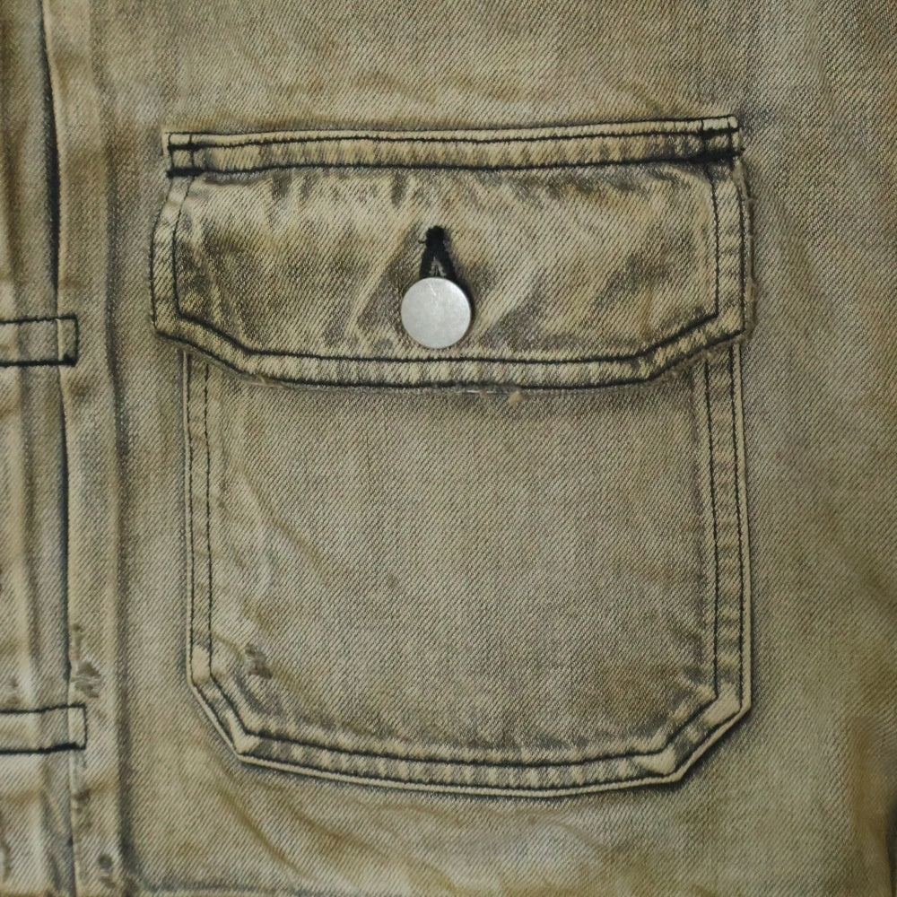 ANCELLM(アンセルム) 24SS CRASH DENIM JACKET TYPE-2 クラッシュ加工 デニムジャケット グレー ANC-JK32