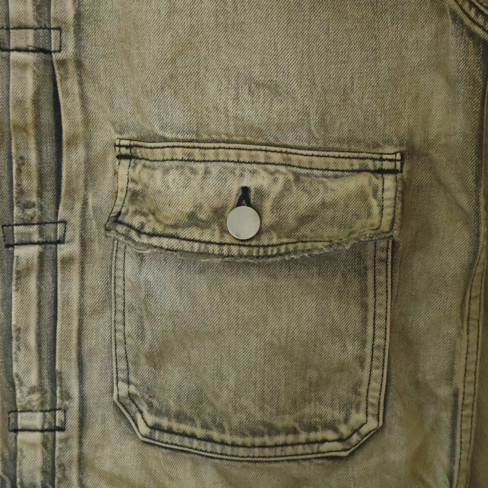 ANCELLM(アンセルム) 24SS CRASH DENIM JACKET TYPE-2 クラッシュ加工 デニムジャケット グレー ANC-JK32