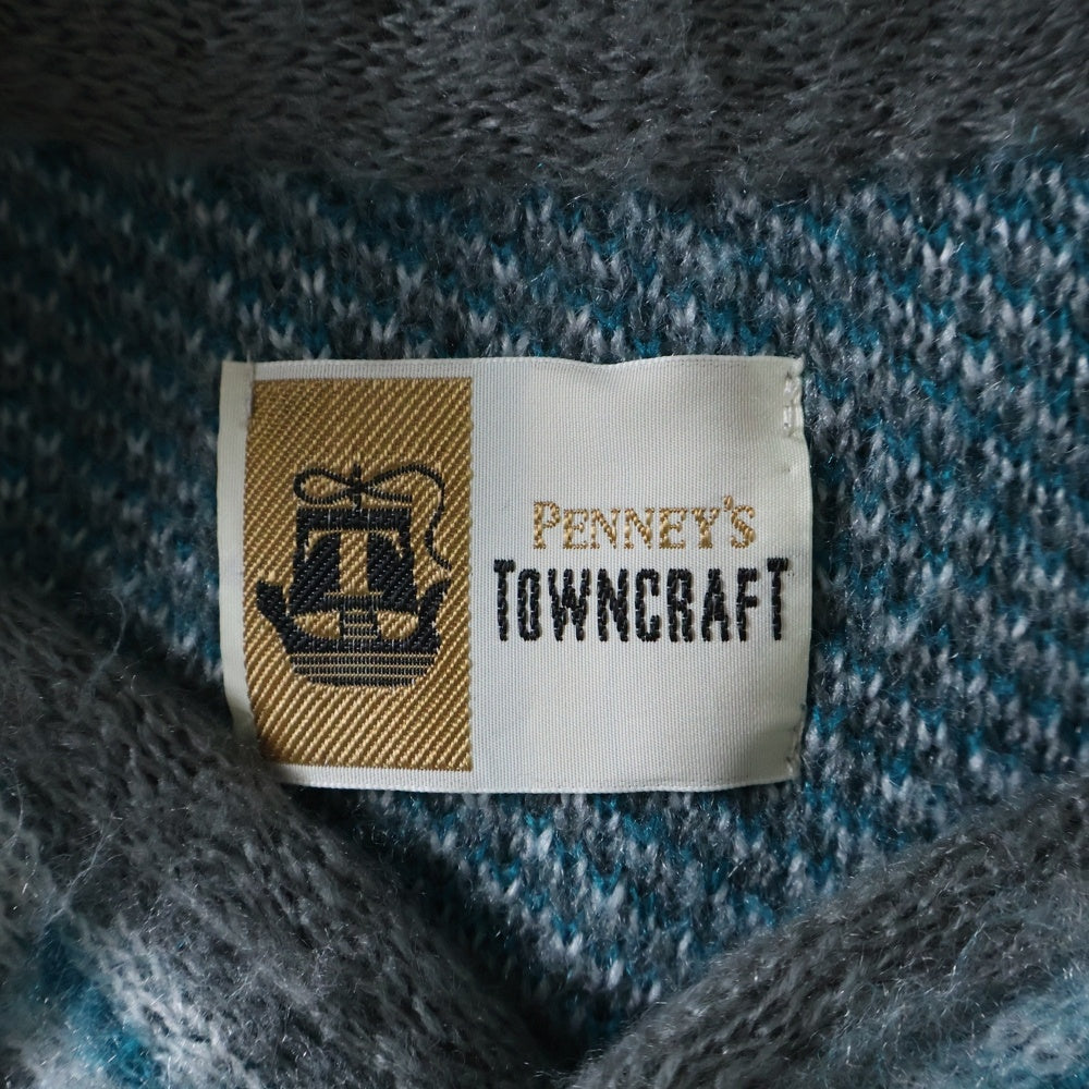PENNEYS TOWNCRAFT(ぺニーズタウンクラフト) ジャガードデザイン Vネックカーディガン ニット グレー