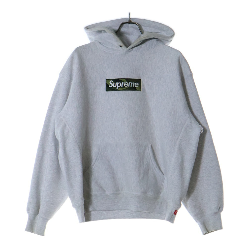 SUPREME(シュプリーム) 23AW Box Logo Hooded Sweatshirt カモフラボックスロゴフーディー プルオーバースウェットパーカー グレー