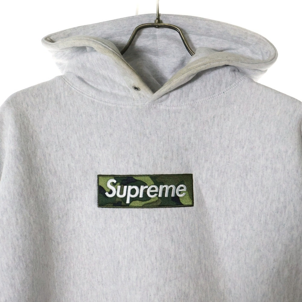 SUPREME(シュプリーム) 23AW Box Logo Hooded Sweatshirt カモフラボックスロゴフーディー プルオーバースウェットパーカー グレー