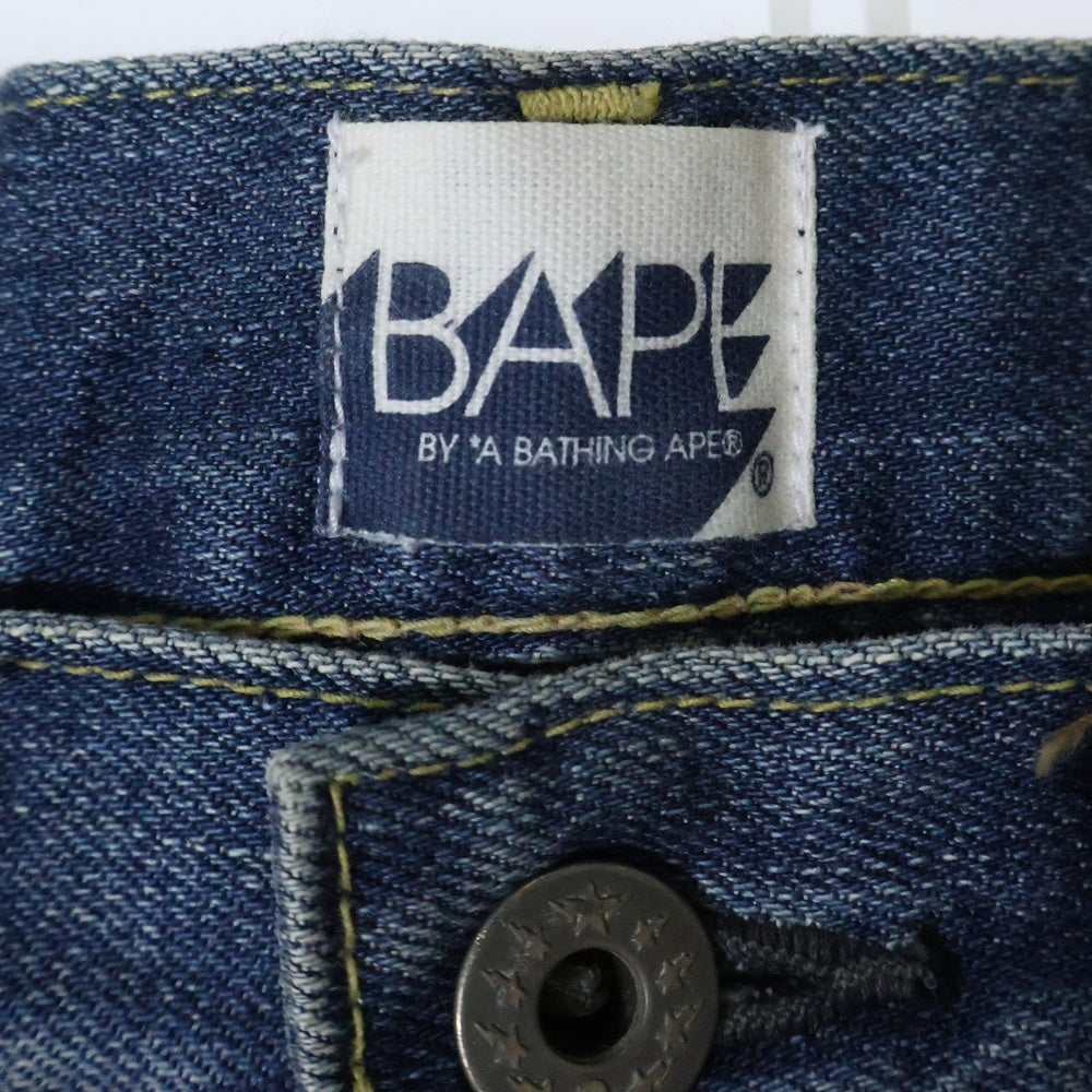 BAPE BY A BATHING APE(ベイプ ア ベイシング エイプ) ウォッシュ加工 ストレートデニムパンツ インディゴ