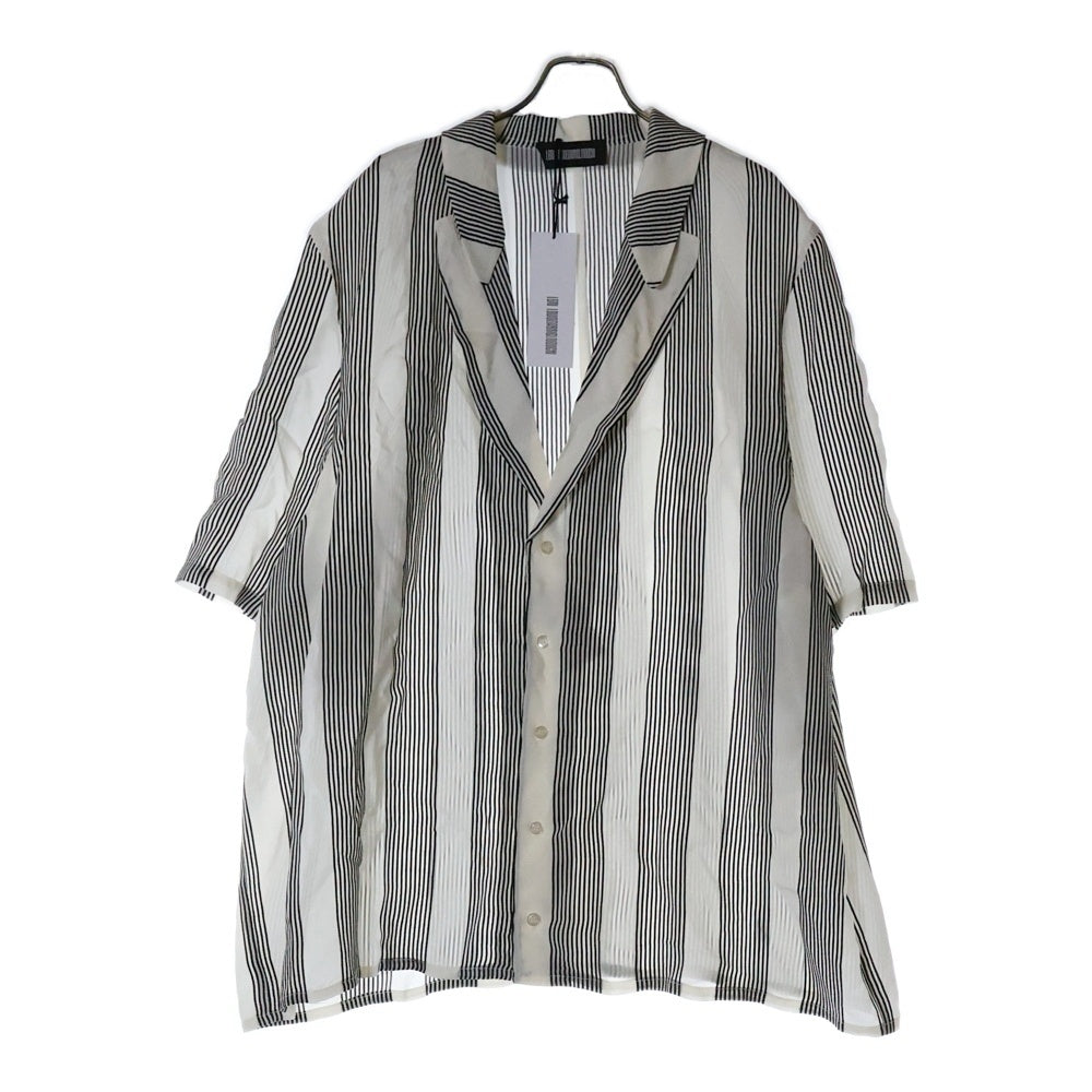 louis gabriel nouchi(ルイ・ガブリエル・ヌイッチ) Over Sized Double Coular Short Sleeve Over Shirt オーバーサイズドダブルカラーショートスリーブオーバーシャツ ストライプボタンダウン半袖シャツ ブラック/ホワイト T402