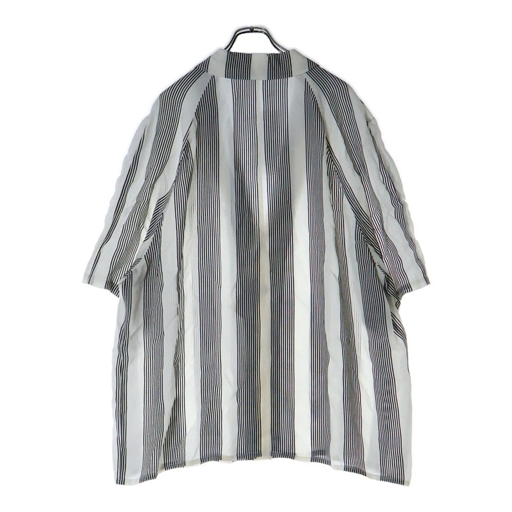 louis gabriel nouchi(ルイ・ガブリエル・ヌイッチ) Over Sized Double Coular Short Sleeve Over Shirt オーバーサイズドダブルカラーショートスリーブオーバーシャツ ストライプボタンダウン半袖シャツ ブラック/ホワイト T402