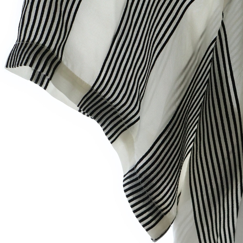 louis gabriel nouchi(ルイ・ガブリエル・ヌイッチ) Over Sized Double Coular Short Sleeve Over Shirt オーバーサイズドダブルカラーショートスリーブオーバーシャツ ストライプボタンダウン半袖シャツ ブラック/ホワイト T402