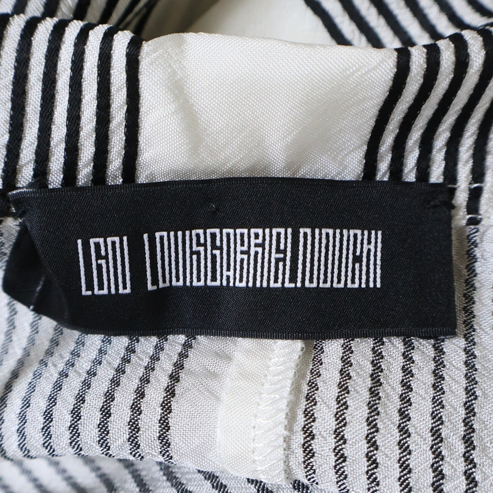 louis gabriel nouchi(ルイ・ガブリエル・ヌイッチ) Over Sized Double Coular Short Sleeve Over Shirt オーバーサイズドダブルカラーショートスリーブオーバーシャツ ストライプボタンダウン半袖シャツ ブラック/ホワイト T402