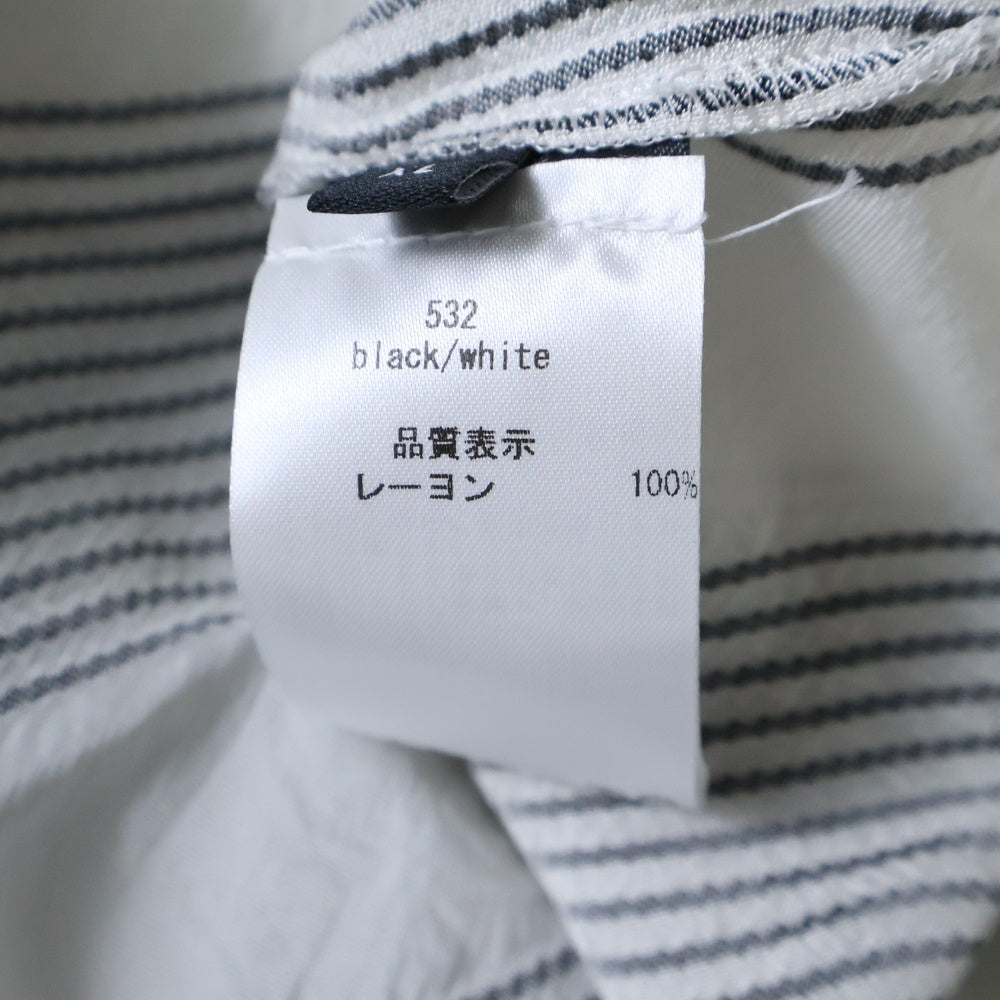 louis gabriel nouchi(ルイ・ガブリエル・ヌイッチ) Over Sized Double Coular Short Sleeve Over Shirt オーバーサイズドダブルカラーショートスリーブオーバーシャツ ストライプボタンダウン半袖シャツ ブラック/ホワイト T402