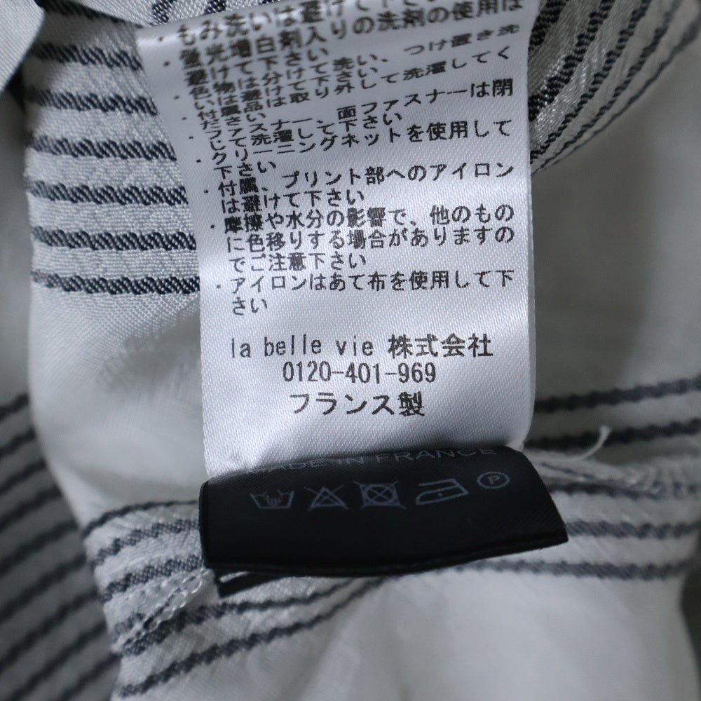 louis gabriel nouchi(ルイ・ガブリエル・ヌイッチ) Over Sized Double Coular Short Sleeve Over Shirt オーバーサイズドダブルカラーショートスリーブオーバーシャツ ストライプボタンダウン半袖シャツ ブラック/ホワイト T402