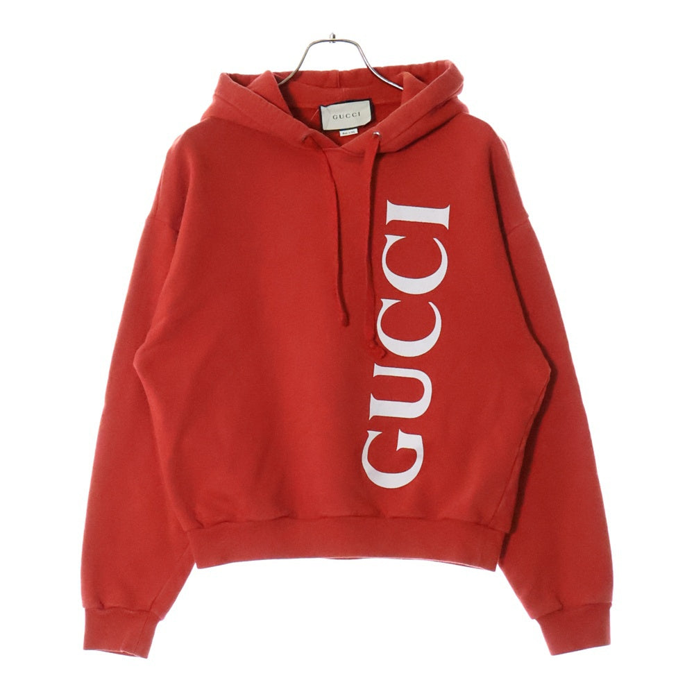 GUCCI(グッチ) Logo Print Hoodie ロゴプリント プルオーバースウェットパーカー フーディー レッド 604974 XJB1C