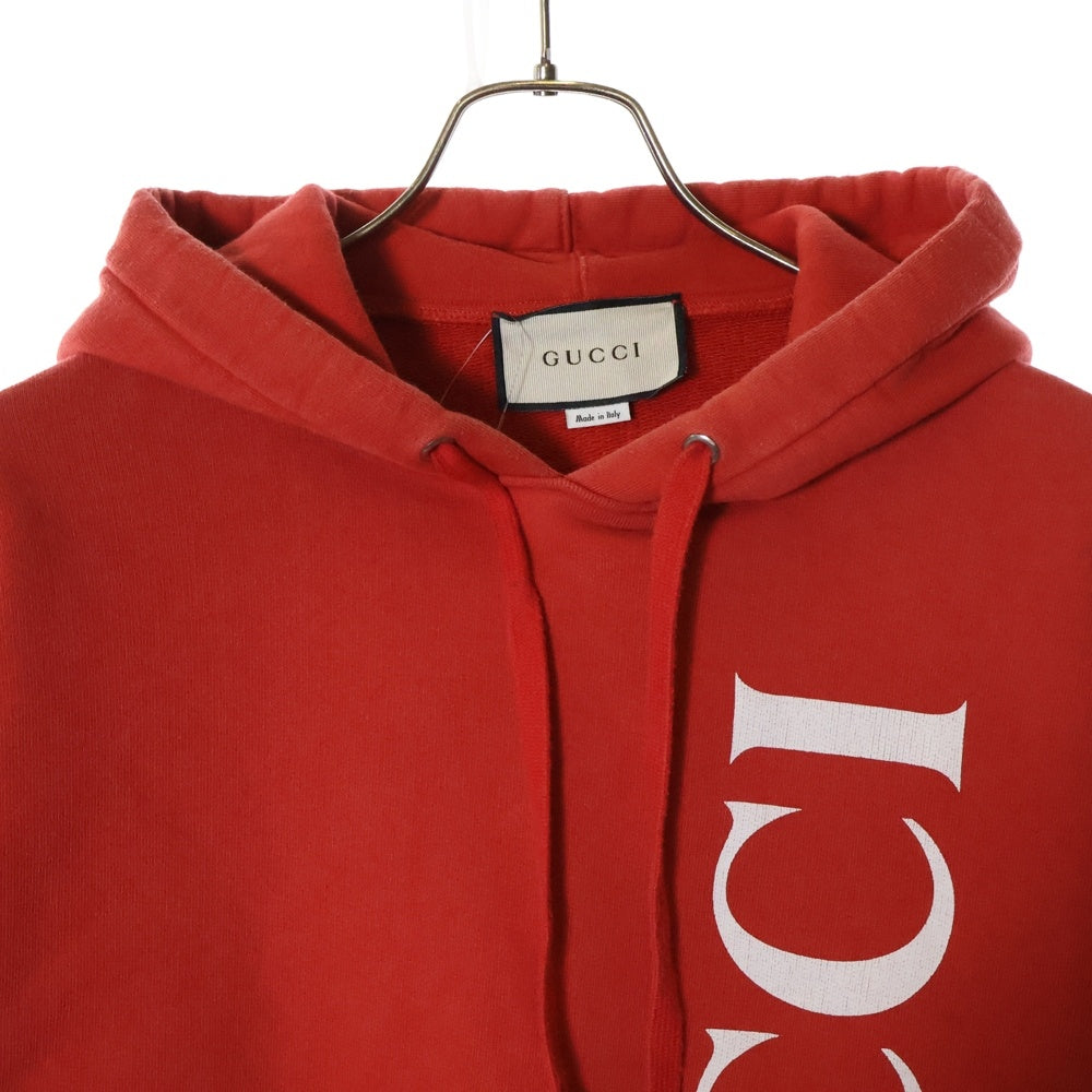 GUCCI(グッチ) Logo Print Hoodie ロゴプリント プルオーバースウェットパーカー フーディー レッド 604974 XJB1C