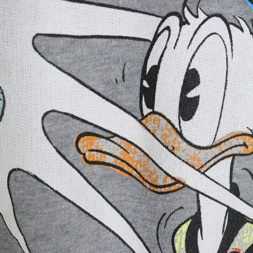 GUCCI(グッチ) 21SS ×Disney Donald Duck Sweatshirt ディズニー キャラクタープリント ダメージ加工クルーネックスウェットトレーナー グレー 623245 XJDAJ