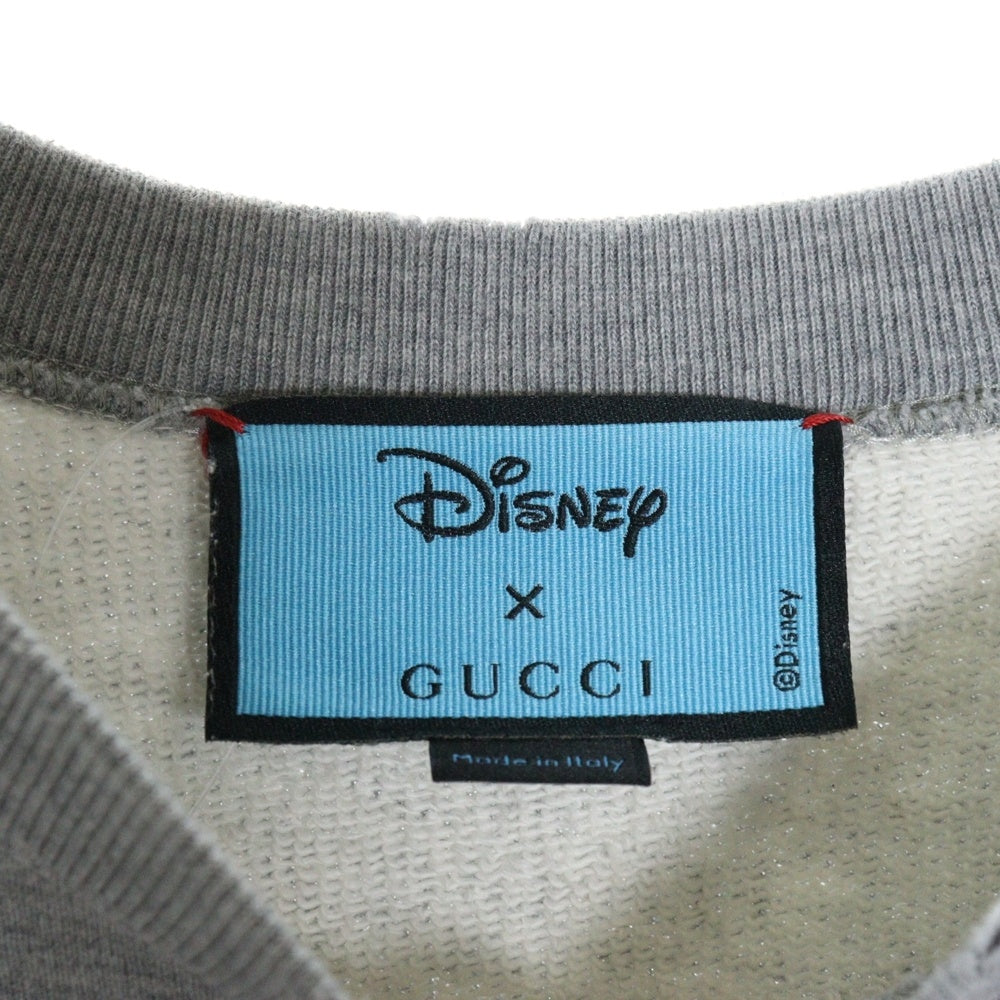 GUCCI(グッチ) 21SS ×Disney Donald Duck Sweatshirt ディズニー キャラクタープリント ダメージ加工クルーネックスウェットトレーナー グレー 623245 XJDAJ