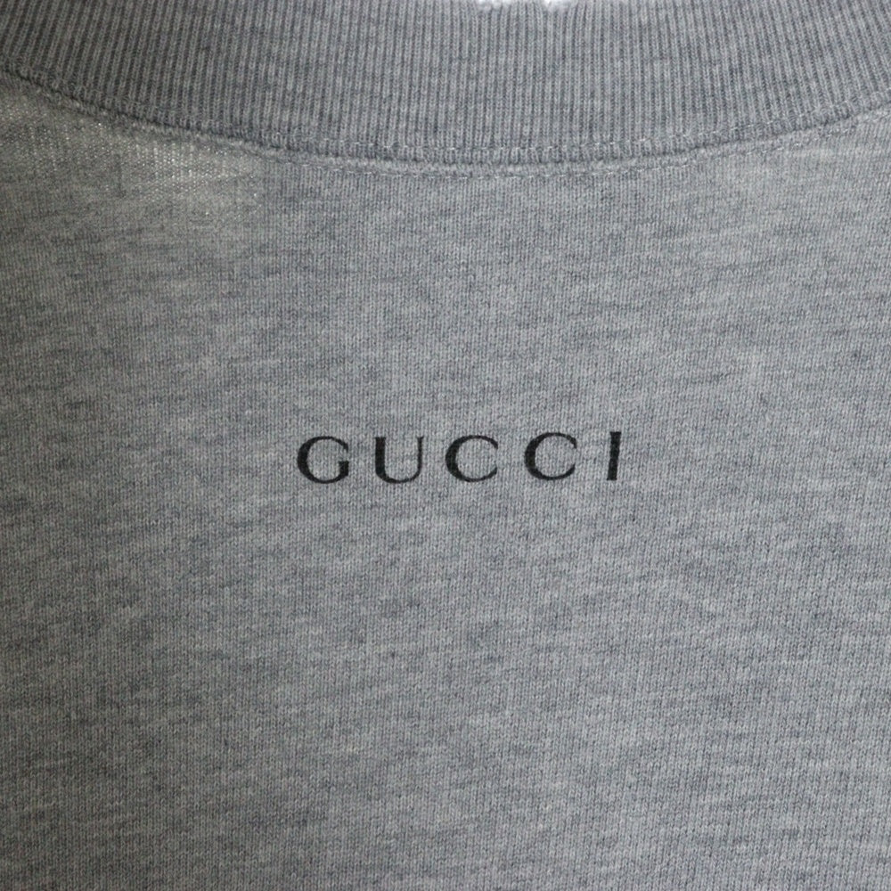 GUCCI(グッチ) 21SS ×Disney Donald Duck Sweatshirt ディズニー キャラクタープリント ダメージ加工クルーネックスウェットトレーナー グレー 623245 XJDAJ