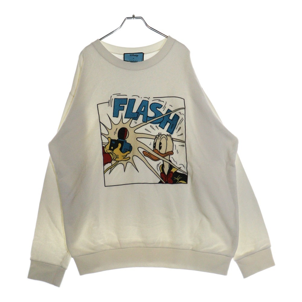 GUCCI(グッチ) 21SS ×Disney Donald Duck Sweatshirt ディズニー キャラクター刺繍 クルーネックスウェットトレーナー ホワイト 617964 XJDA5