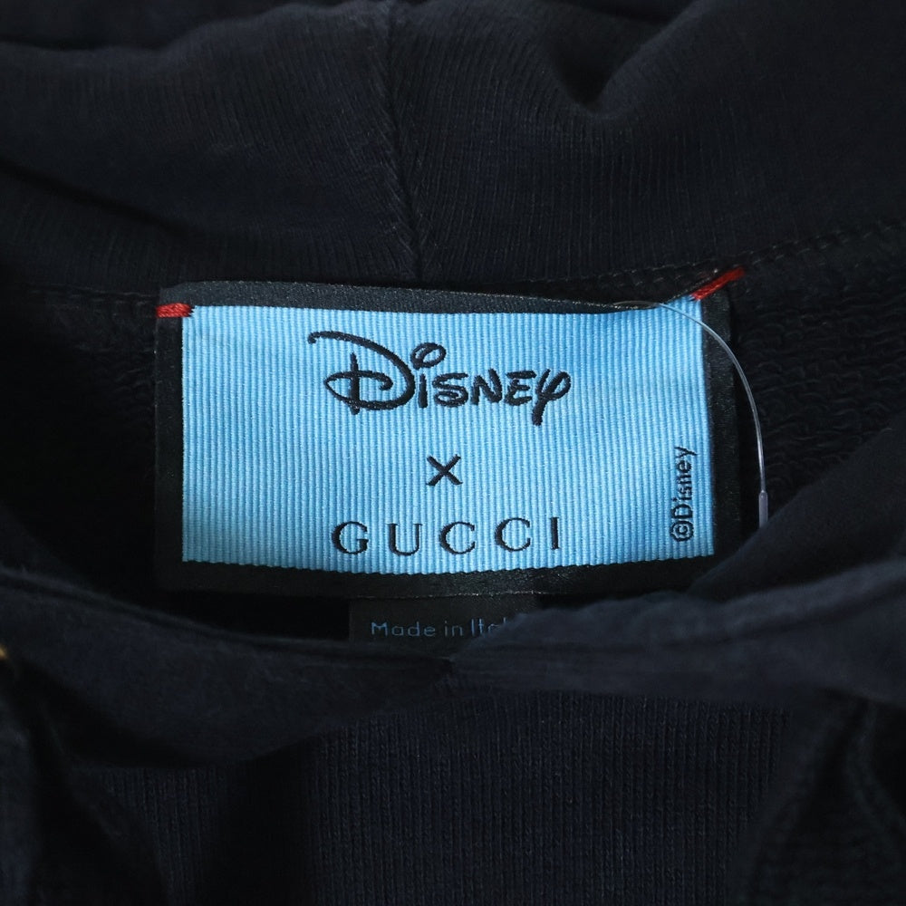 GUCCI(グッチ) 21SS ×Disney Donald Duck Hoodie ディズニー キャラクタープリント ダメージ加工 プルオーバースウェットパーカー ブラック 623244 XJDAI