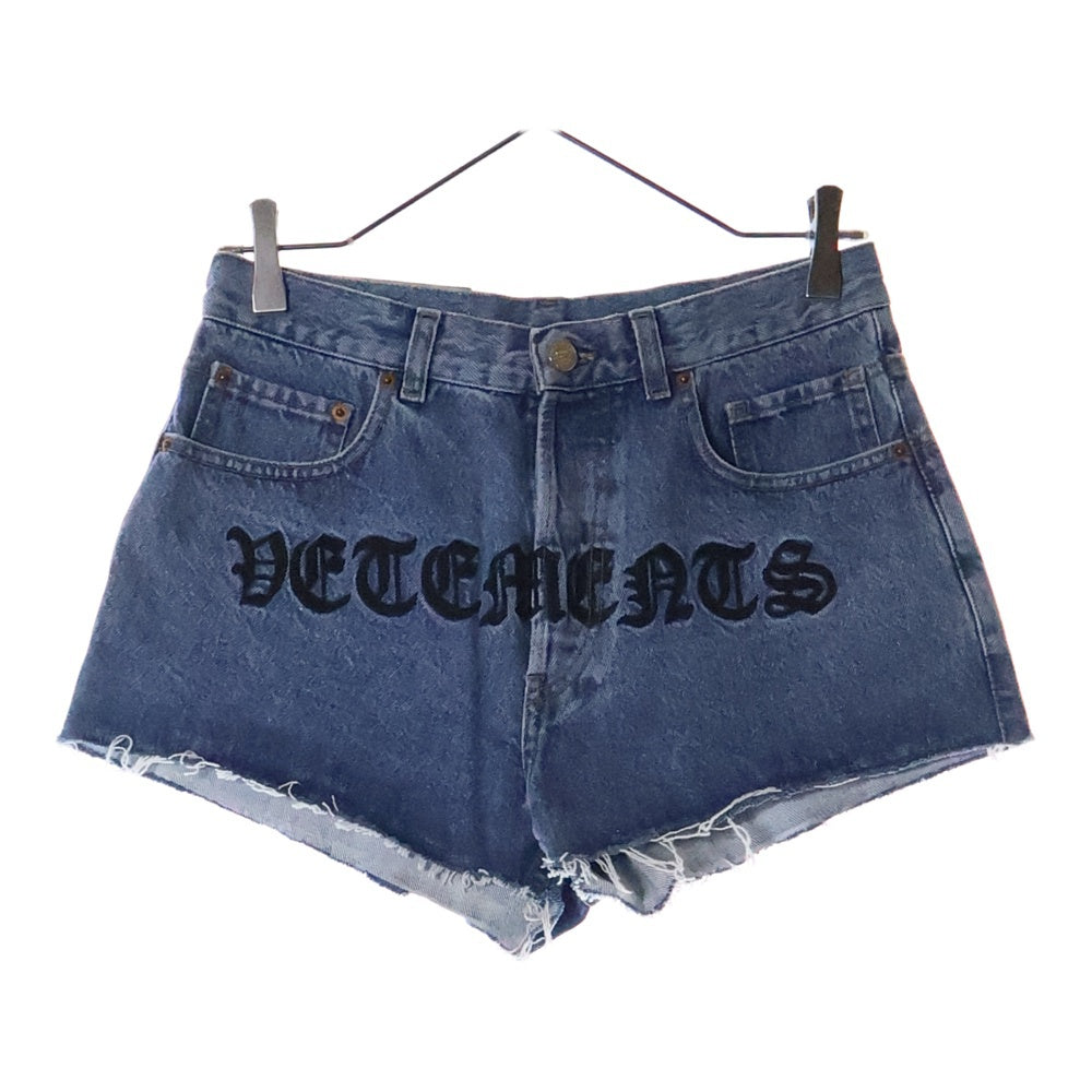 VETEMENTS(ヴェトモン) 20SS Gothic Short ロゴ刺繍 デニムショーツ インディゴ レディース SS20PA337