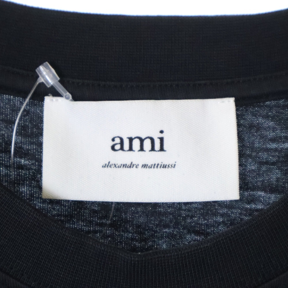 AMI Alexandre Mattiussi(アミアレクサンドルマテュッシ) AMI DE COEUR T-SHIRT ロゴ刺繍 半袖Tシャツ ブラック BFUTS001.724