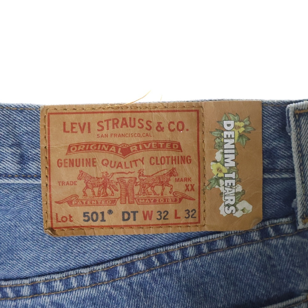 DENIM TEARS(デニムティアーズ) ×LEVI'S 501 COTTON WREATH CHAIN STITCH リーバイス フラワー刺繍デニムパンツ インディゴ PC9-A1592-0002