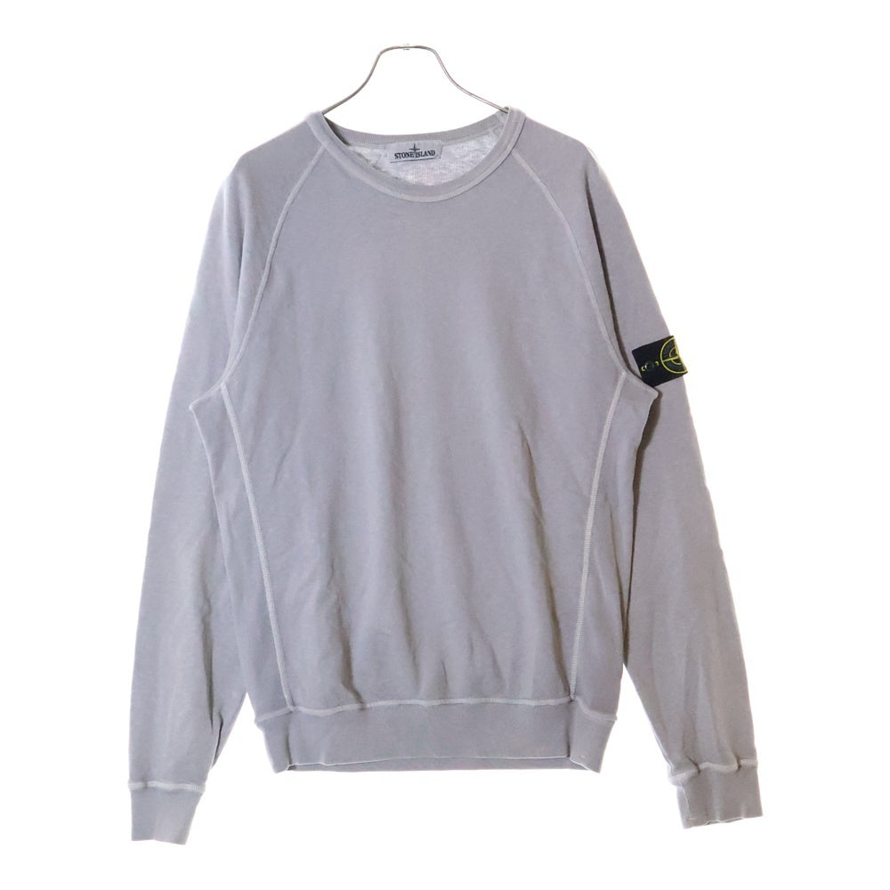 STONE ISLAND(ストーンアイランド) 20SS Sweatshirt ロゴワッペン ウォッシュド加工 クルーネックスウェットトレーナー グレー 721566060