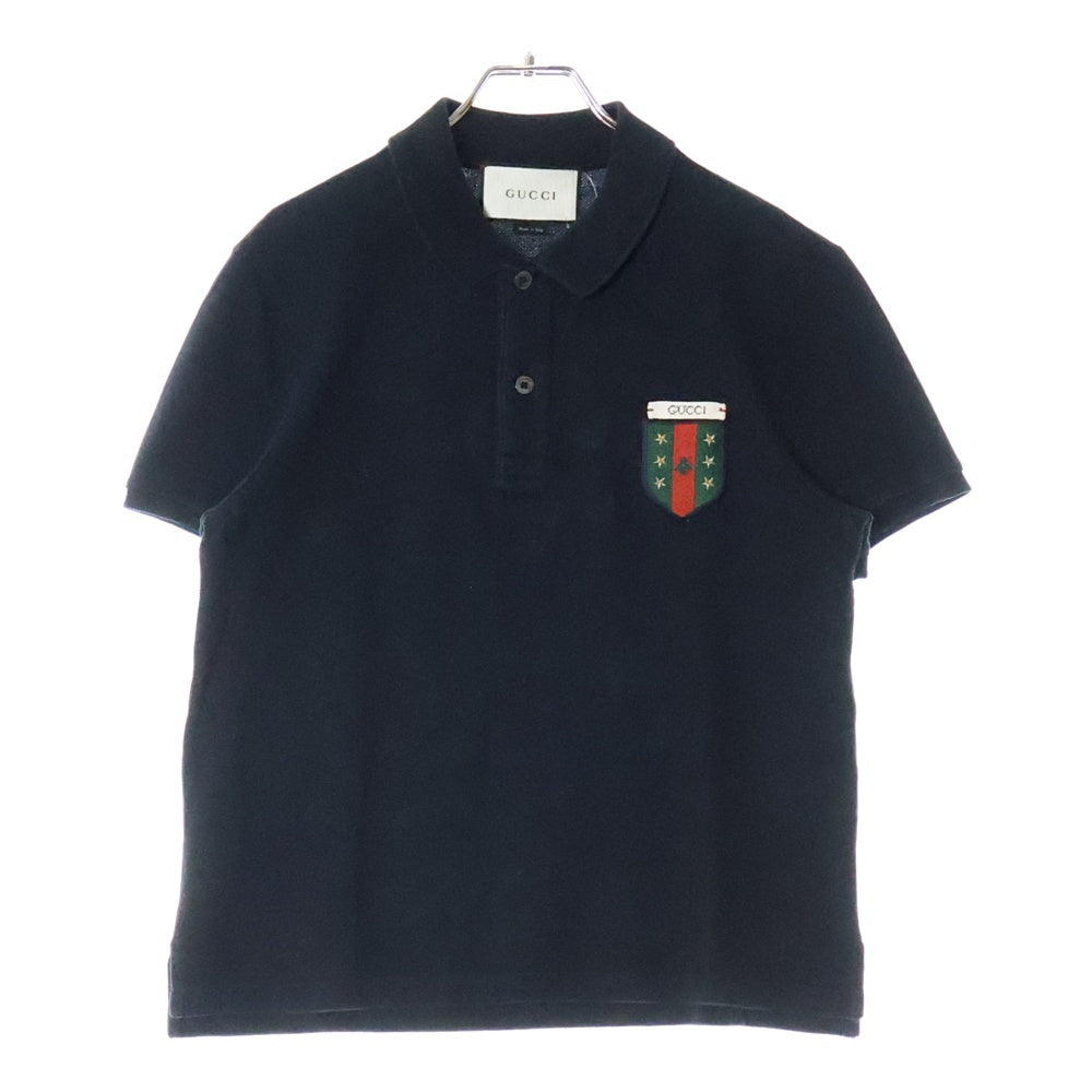 GUCCI(グッチ) S/S Polo Shirt ロゴ刺繍 半袖ポロシャツ ブラック 408322 X7333