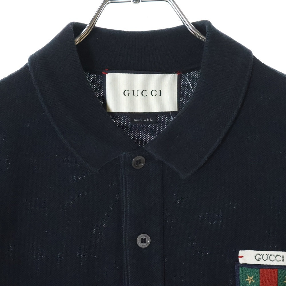 GUCCI(グッチ) S/S Polo Shirt ロゴ刺繍 半袖ポロシャツ ブラック 408322 X7333