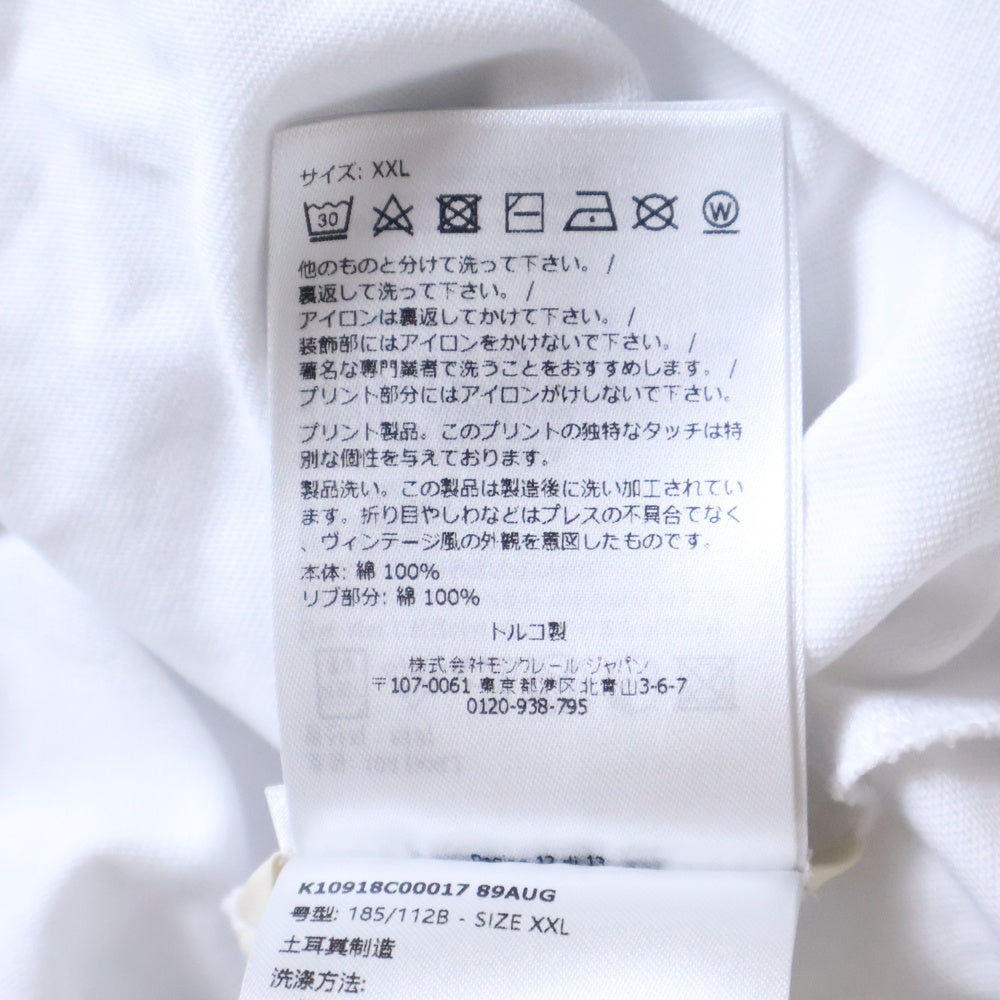 MONCLER(モンクレール) S/S T-SHIRT ロゴワッペン 半袖Tシャツ カットソー ホワイト K10918C00017