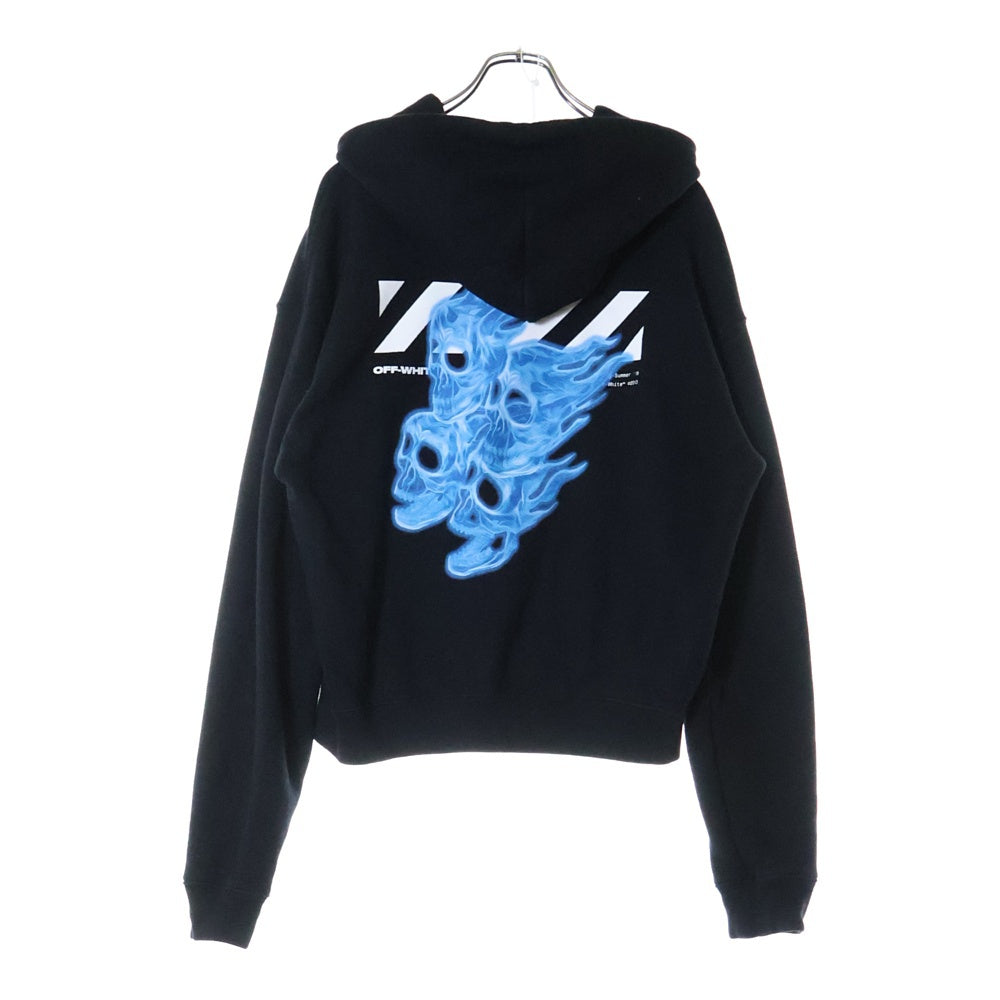 OFF-WHITE(オフホワイト) Diagonal Skulls Graphic Hoodie ダイアゴナルスカルス グラフィックフーディー ロゴプリントプルオーバーパーカー OMBB037S19D25017 ブラック