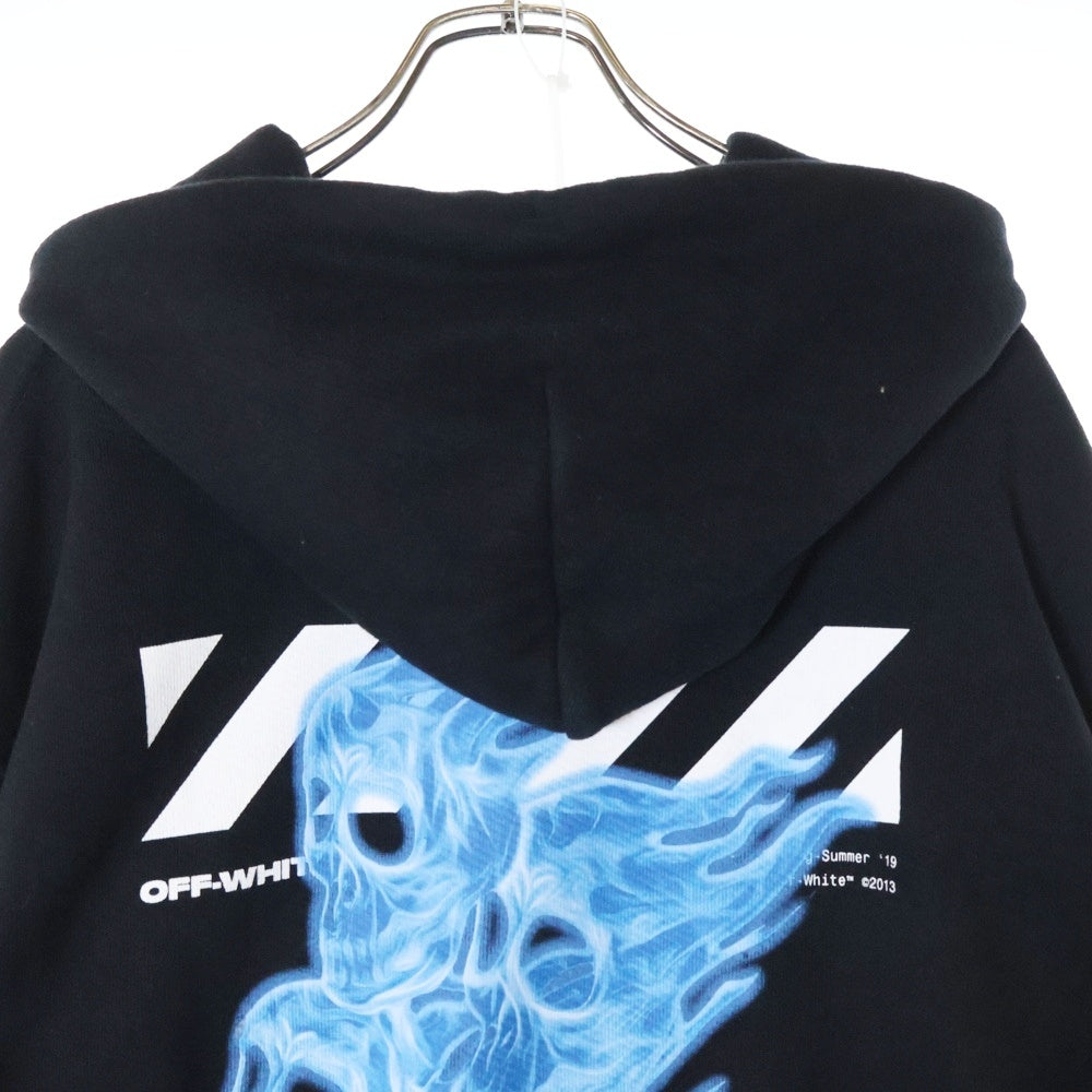 OFF-WHITE(オフホワイト) Diagonal Skulls Graphic Hoodie ダイアゴナルスカルス グラフィックフーディー ロゴプリントプルオーバーパーカー OMBB037S19D25017 ブラック