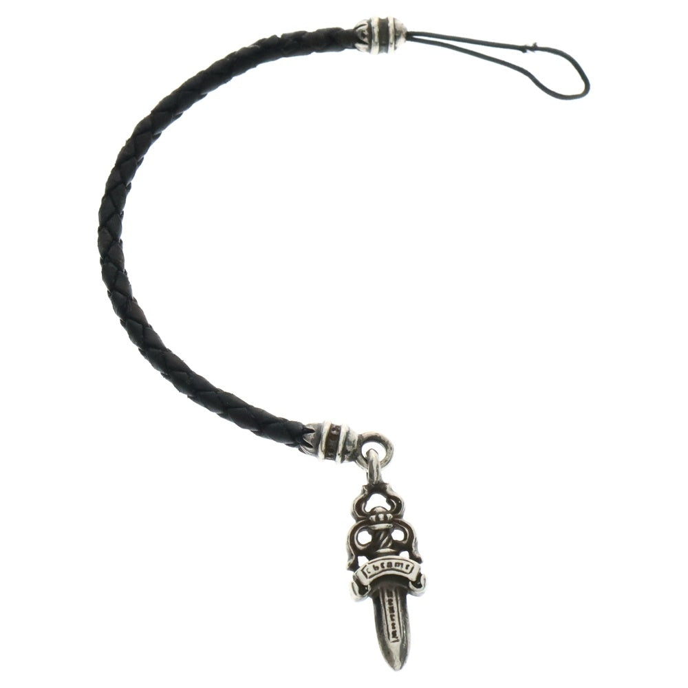 CHROME HEARTS(クロムハーツ) PHNSTRP DAGGER フォンストラップ ダガーチャーム付きレザー携帯ストラップ シルバー