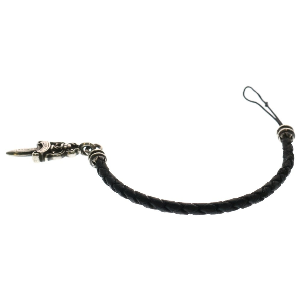 CHROME HEARTS(クロムハーツ) PHNSTRP DAGGER フォンストラップ ダガーチャーム付きレザー携帯ストラップ シルバー