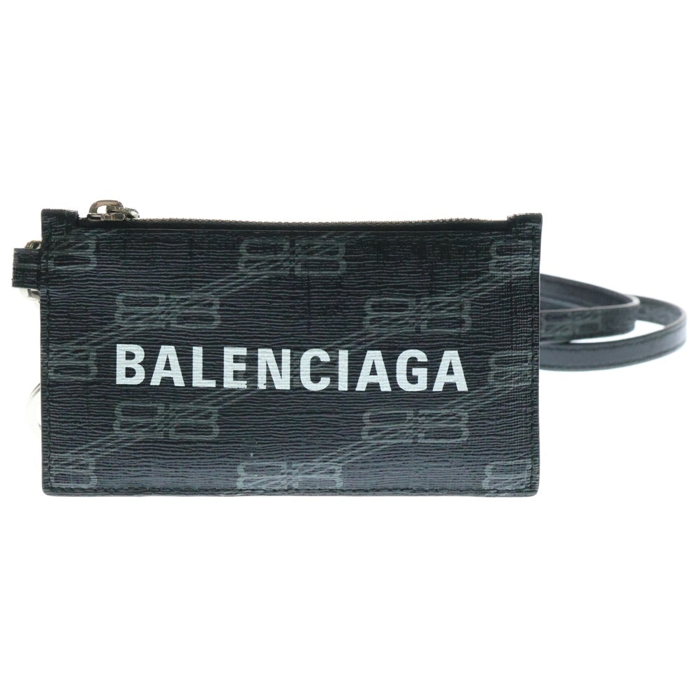 BALENCIAGA(バレンシアガ) CASH CARD CASE ON KEYR キャッシュ キーホルダー付き レザーカードケース ミニウォレット ブラック 594548