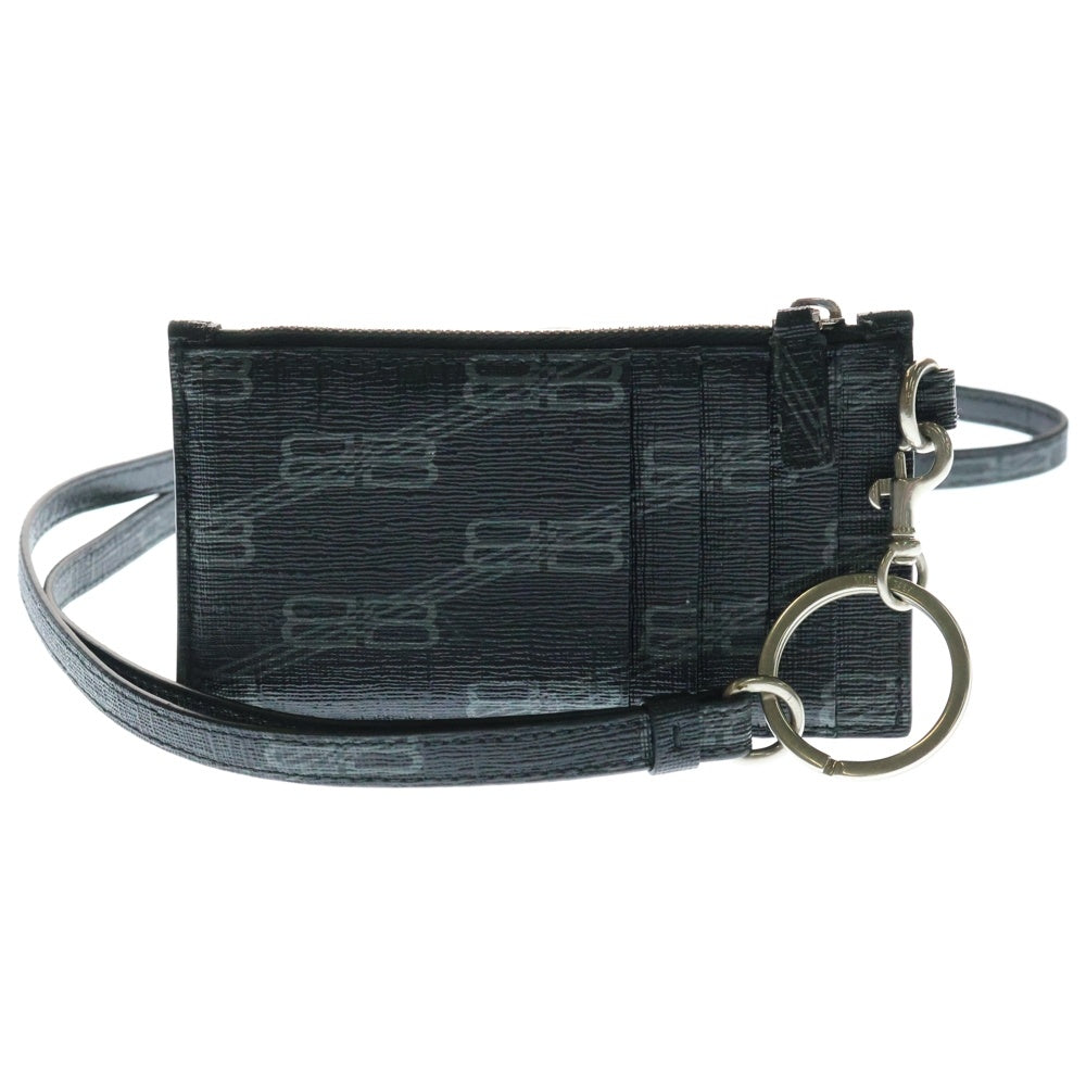 BALENCIAGA(バレンシアガ) CASH CARD CASE ON KEYR キャッシュ キーホルダー付き レザーカードケース ミニウォレット ブラック 594548