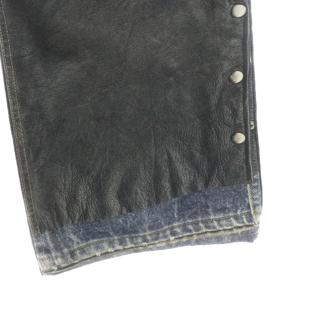 Acne Studios(アクネ ストゥディオズ) 24SS Leather Chaps Printed Jeans トロンプルイユ 転写プリントデニムパンツ インディゴ FN-MN-TROU000961