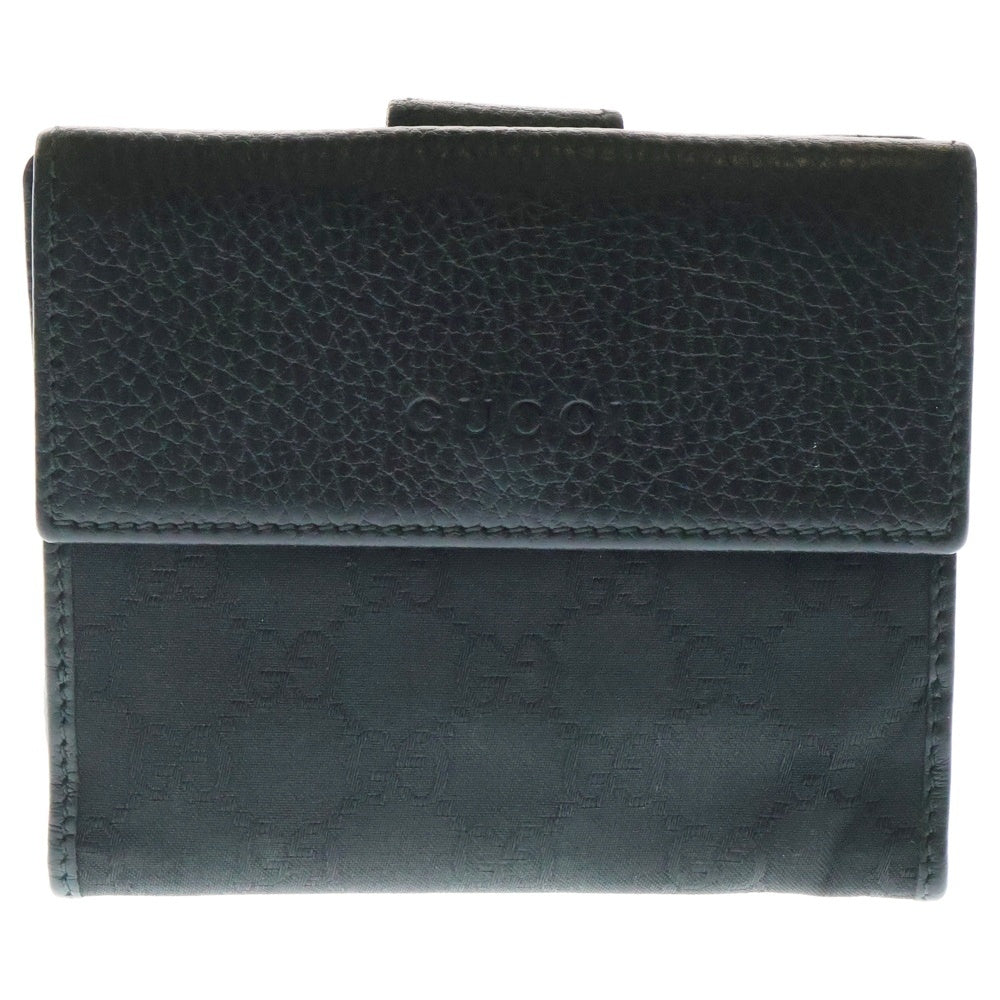 GUCCI(グッチ) GGキャンバス レザーウォレット 二つ折り財布 ブラック 143387