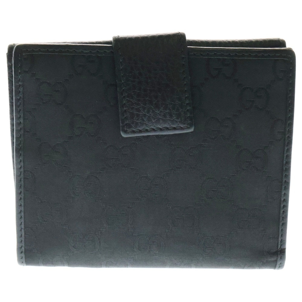 GUCCI(グッチ) GGキャンバス レザーウォレット 二つ折り財布 ブラック 143387