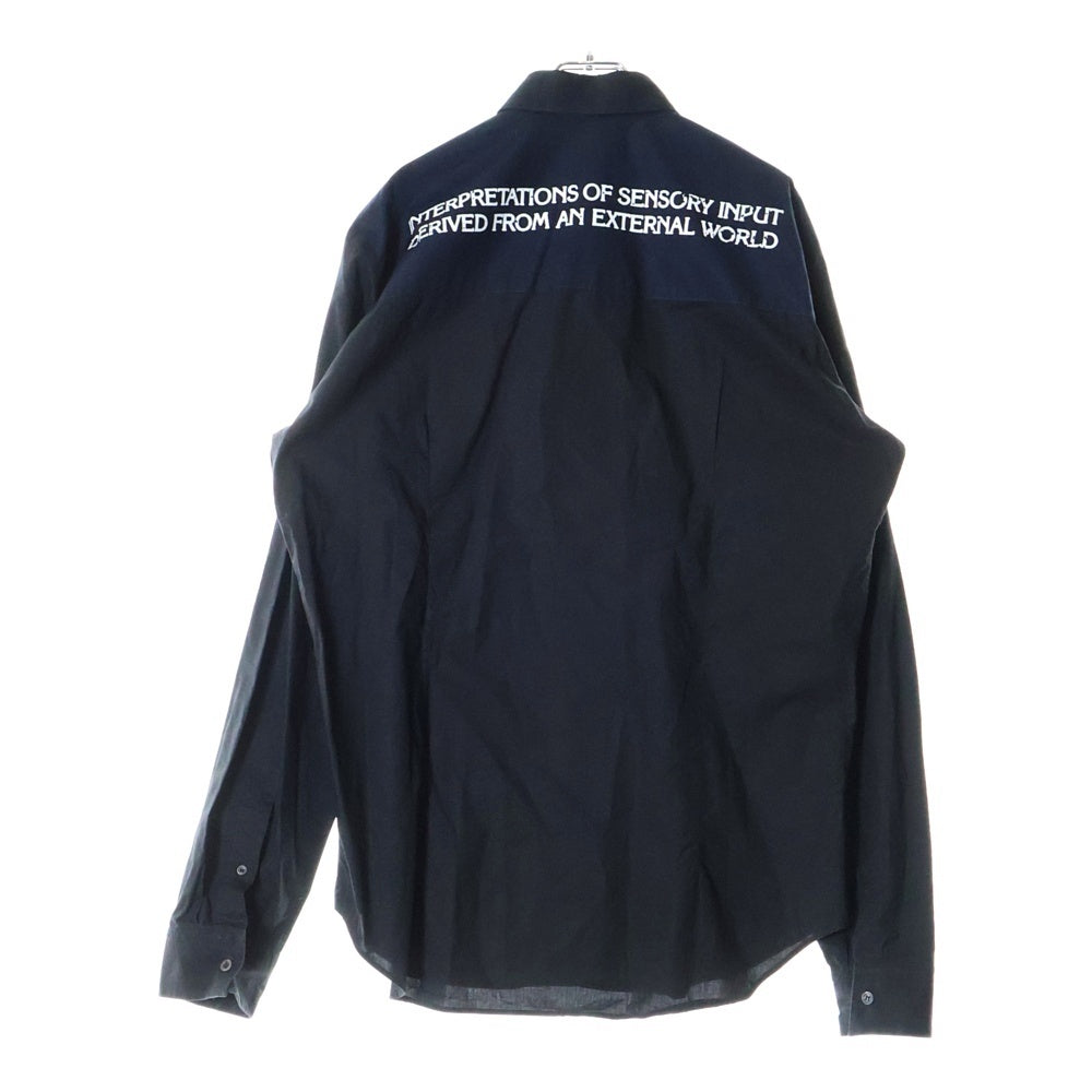 RAF SIMONS(ラフシモンズ) 22AW Bicolor Americano Shirt ロゴ刺繍 長袖シャツ ブラック 222-255