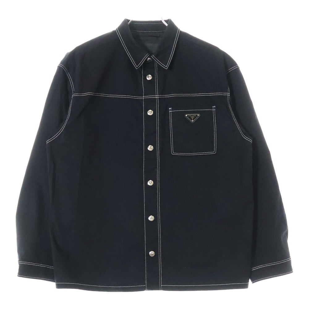 PRADA(プラダ) Overshirt トライアングルロゴ 長袖シャツ ブラック SC696 S232 108I