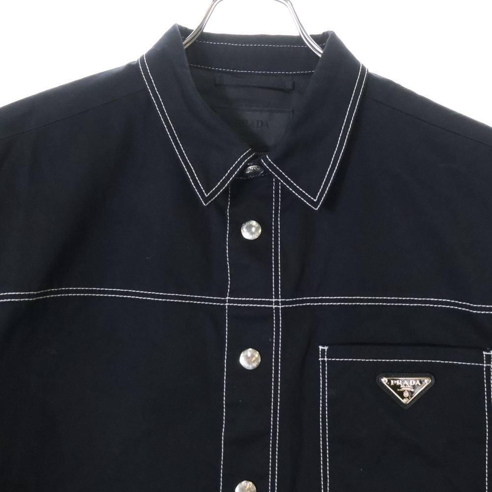 PRADA(プラダ) Overshirt トライアングルロゴ 長袖シャツ ブラック SC696 S232 108I