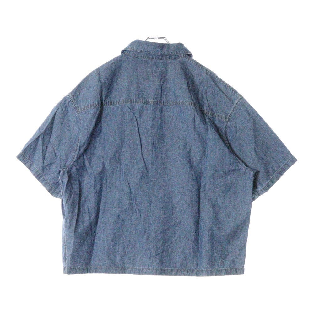 PRADA(プラダ) Denim Shirt トライアングルロゴ 半袖開襟デニムシャツ インディゴ GEC068 S212 12N1