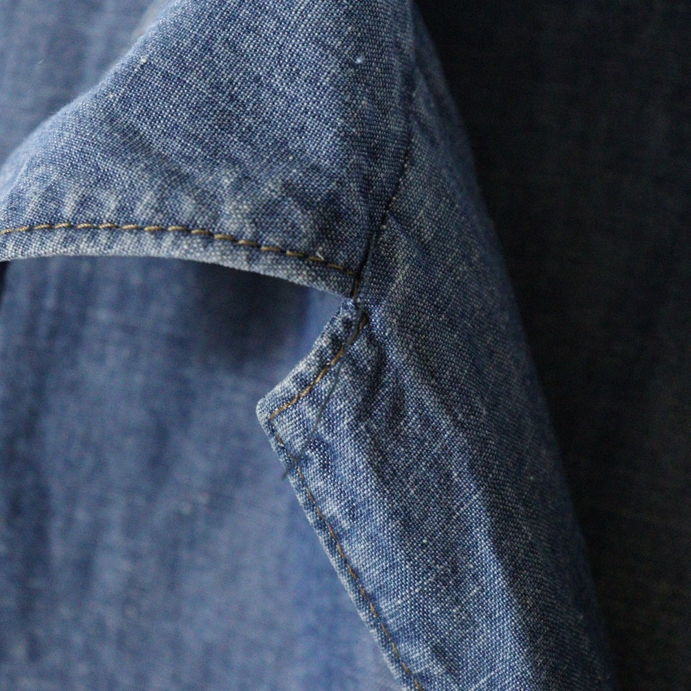 PRADA(プラダ) Denim Shirt トライアングルロゴ 半袖開襟デニムシャツ インディゴ GEC068 S212 12N1