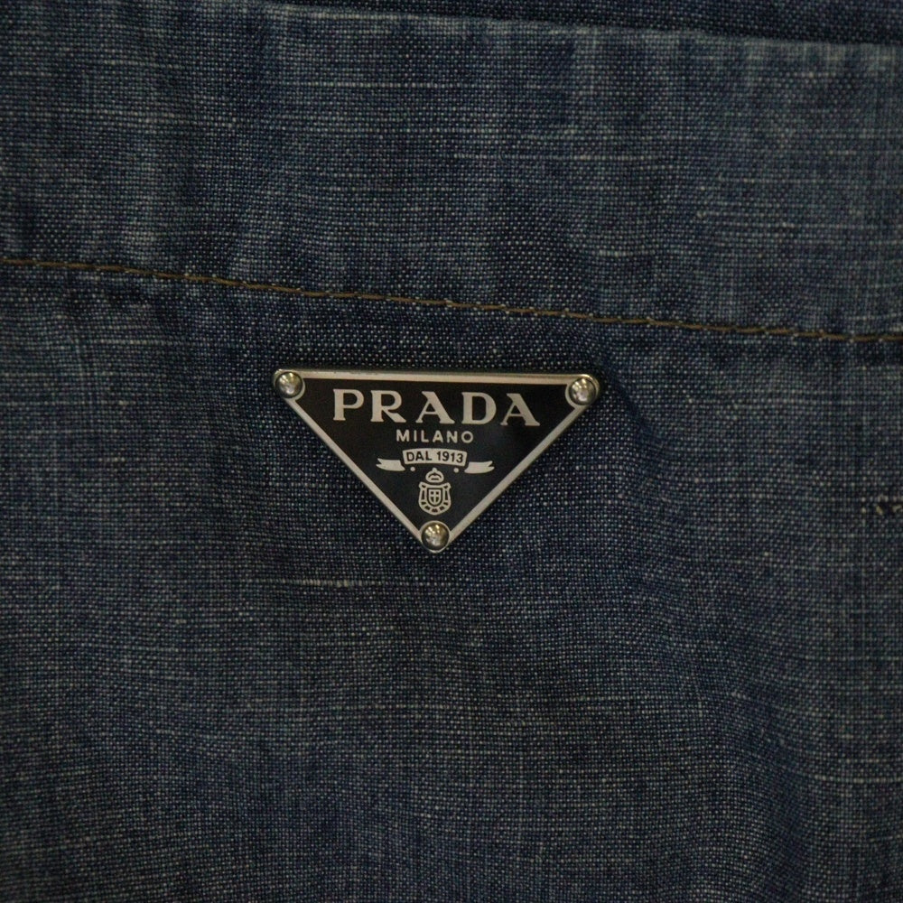 PRADA(プラダ) Denim Shirt トライアングルロゴ 半袖開襟デニムシャツ インディゴ GEC068 S212 12N1