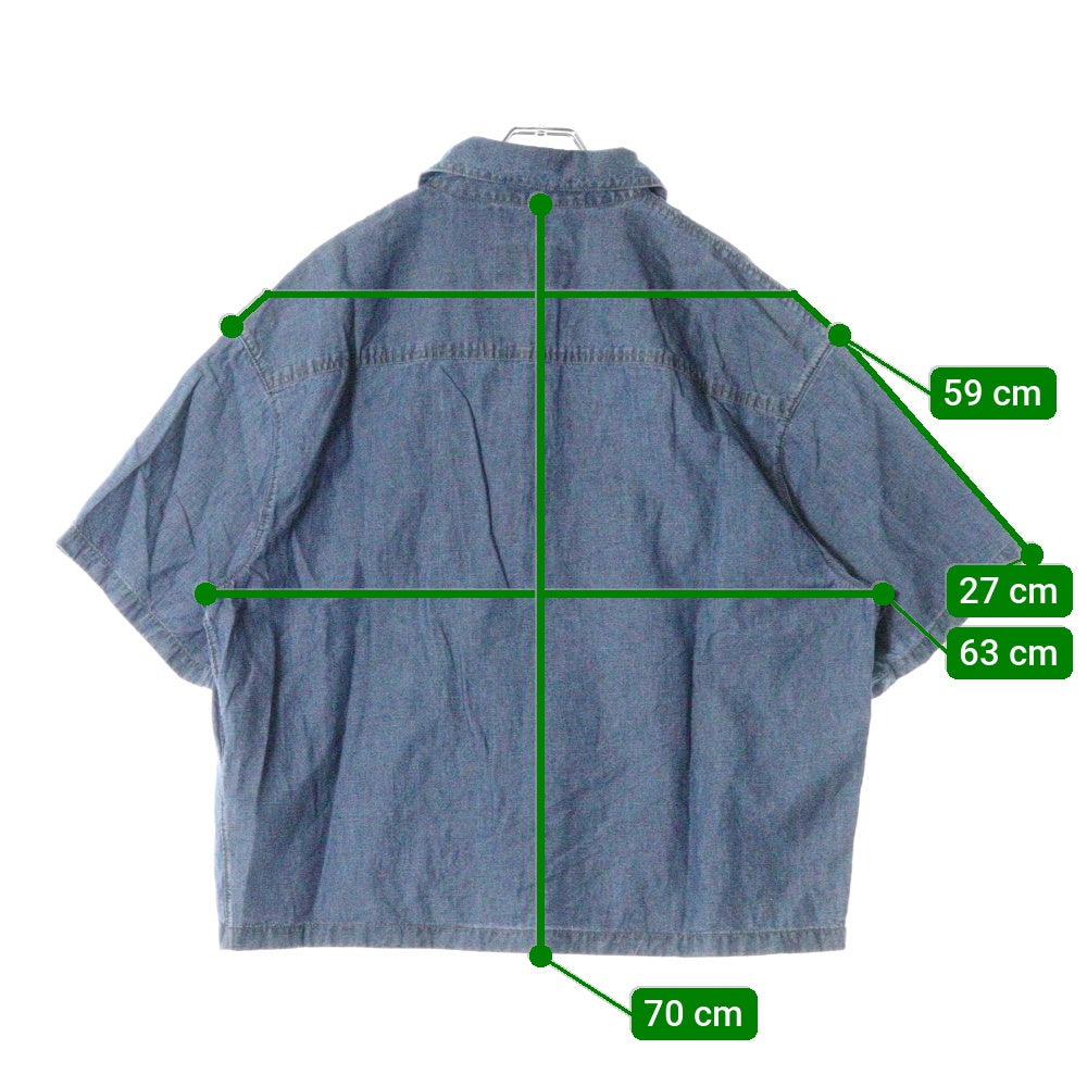 PRADA(プラダ) Denim Shirt トライアングルロゴ 半袖開襟デニムシャツ インディゴ GEC068 S212 12N1