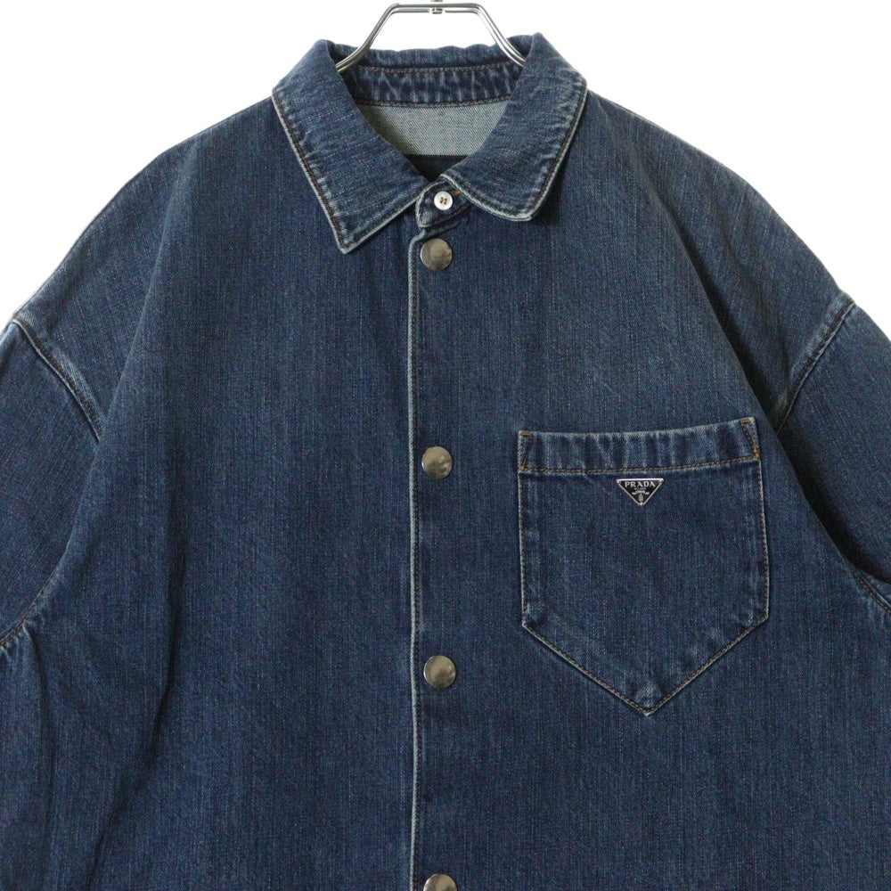 PRADA(プラダ) Denim Shirt トライアングルロゴ 半袖デニムシャツ インディゴ GEC067 S212 14EF